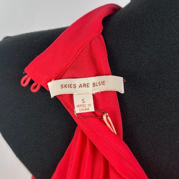 New Skies Are Blue Anthropologie Halter Pleated Maxi Dress Orange Womens Small - Picture 6 of 12